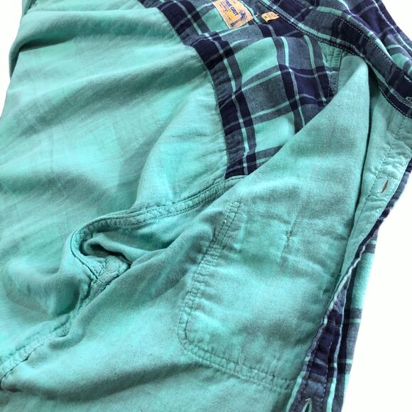 True Grit Plaid Shirt Mens M Green Muslin Cotton Gauze Short Sleeve Button Up - Picture 5 of 6